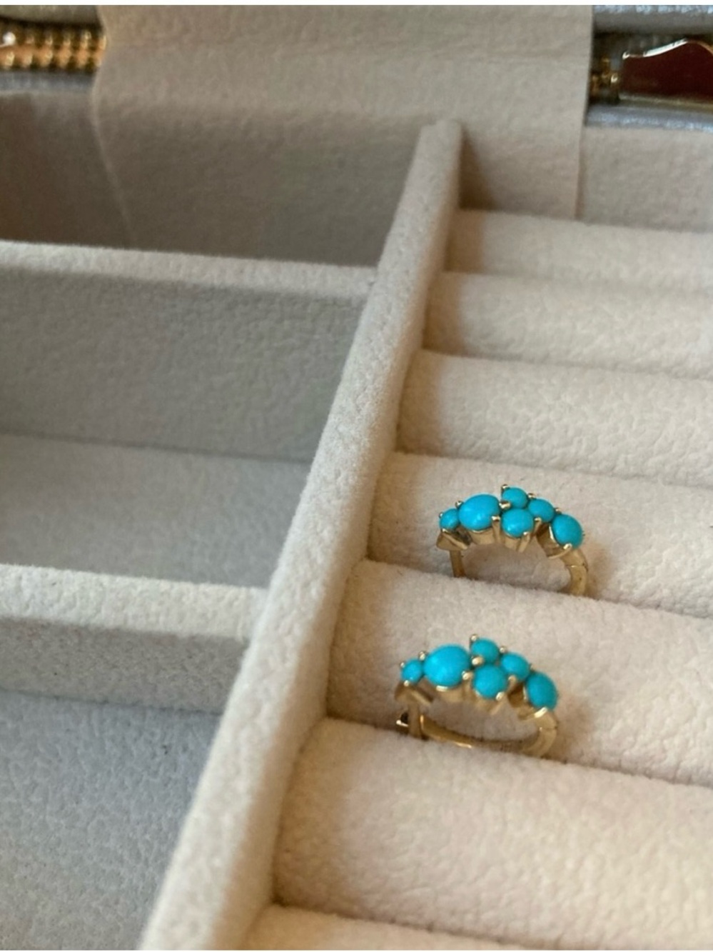 Sydney Evan 14k Gold Turquoise Huggies - Picture 3 of 6